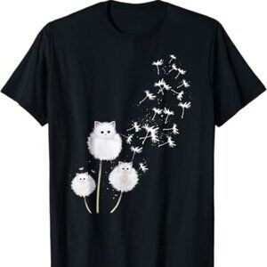 Cat Dandelion Flower T-Shirt